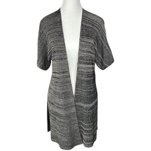 Eileen Fisher Women’s Black Tan Open Front Long Cardigan‎ Sweater XXS/XS/C35.25